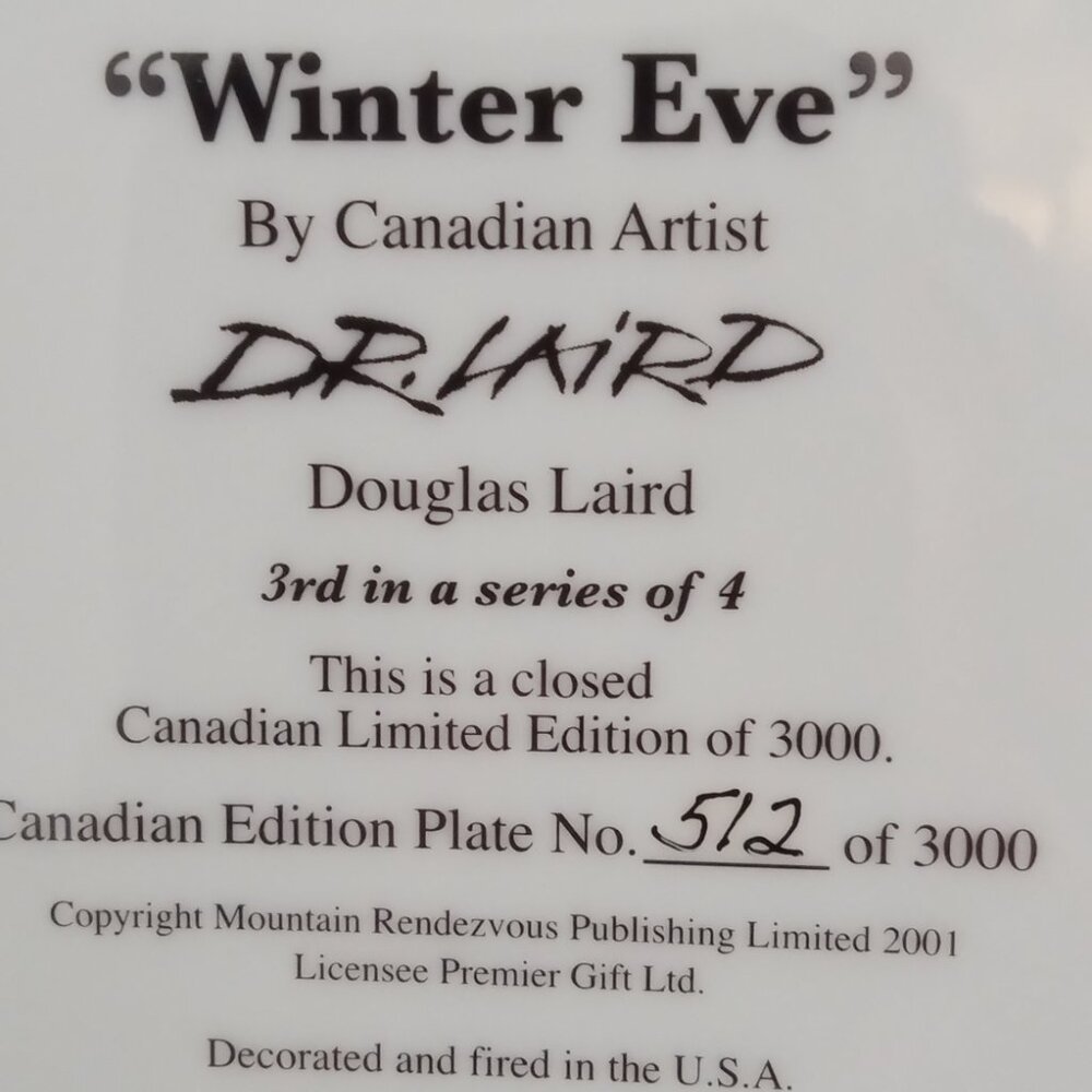 D. R. Laird Collector Plate "Winter Eve" - Picture 3 of 7